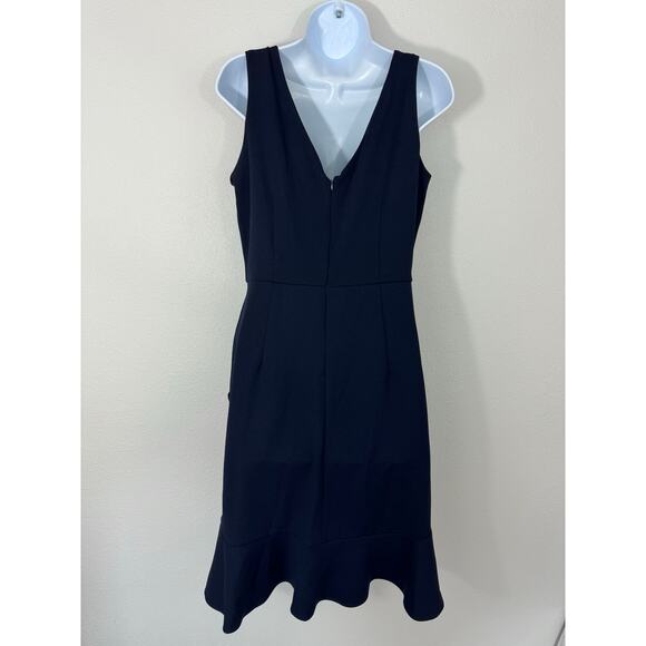 Shelby & Palmer Navy Cocktail Dress Size Asymmetrical Ruffle Hem Sleeveless - Picture 2 of 6